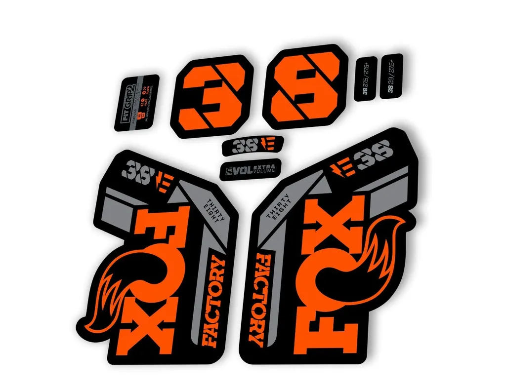 FOX 38 2021 E Bike Forks Suspension Factory Decal Sticker Adhesive Orange Gray - 1