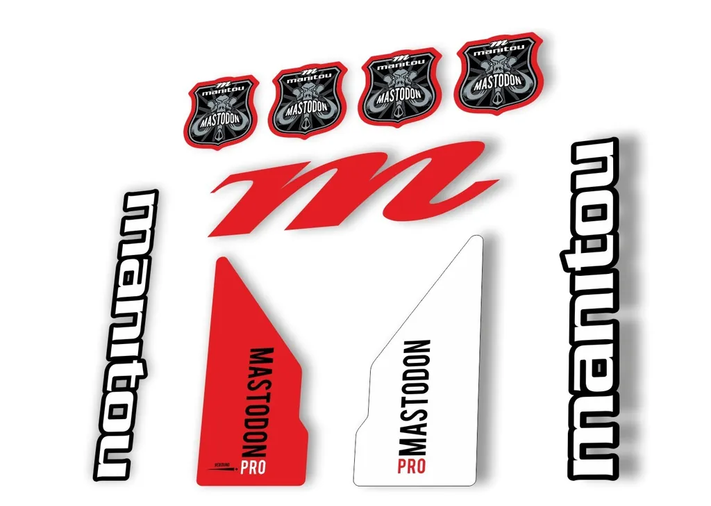 Manitou Mastadon Pro 2017 Fork Suspension Decal Kit Sticker Red White - 1