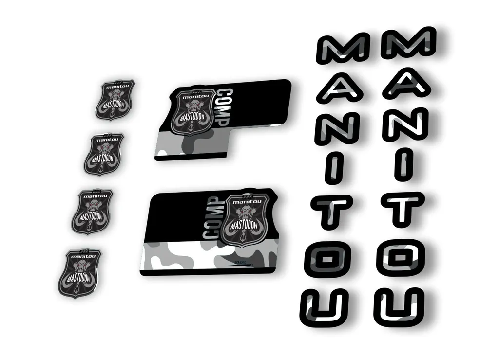 Manitou Mastadon Comp 2020 Fork Suspension Decal Kit Sticker Set White Camo - 1