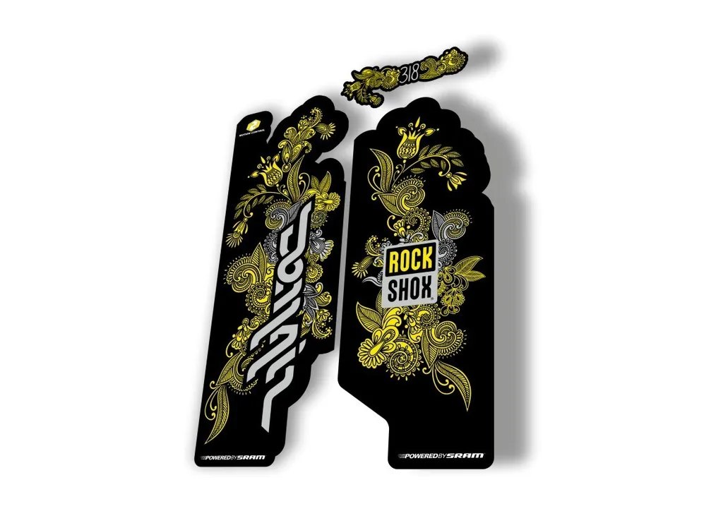 Rock Shox Domain 318 Custom Fork Cycling MTB Decal Kit Sticker Adhesive Yellow - 1