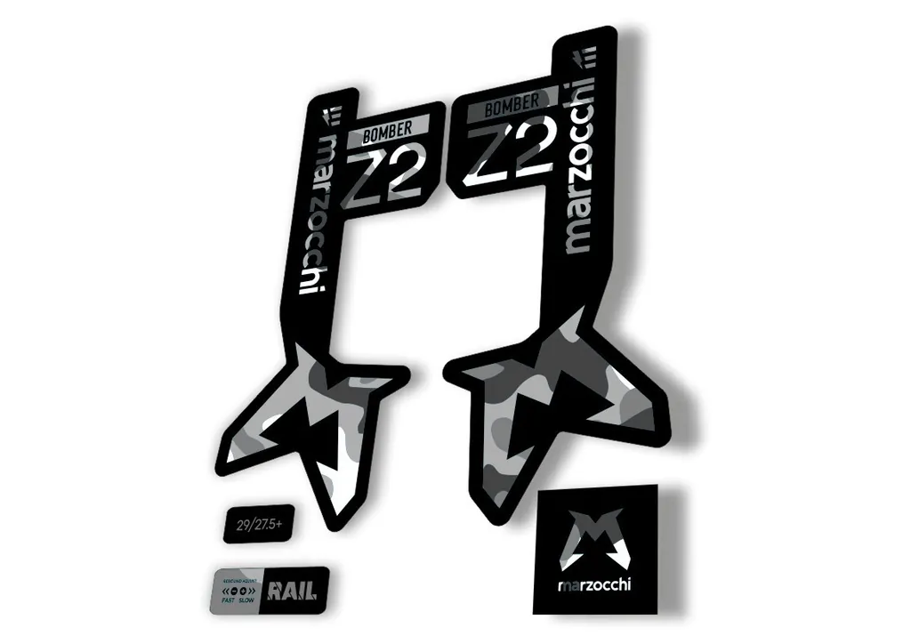 Marzocchi Bomber Z2 Eoptimized 2025 Fork Suspension Sticker Decal Kit White Camo - 1