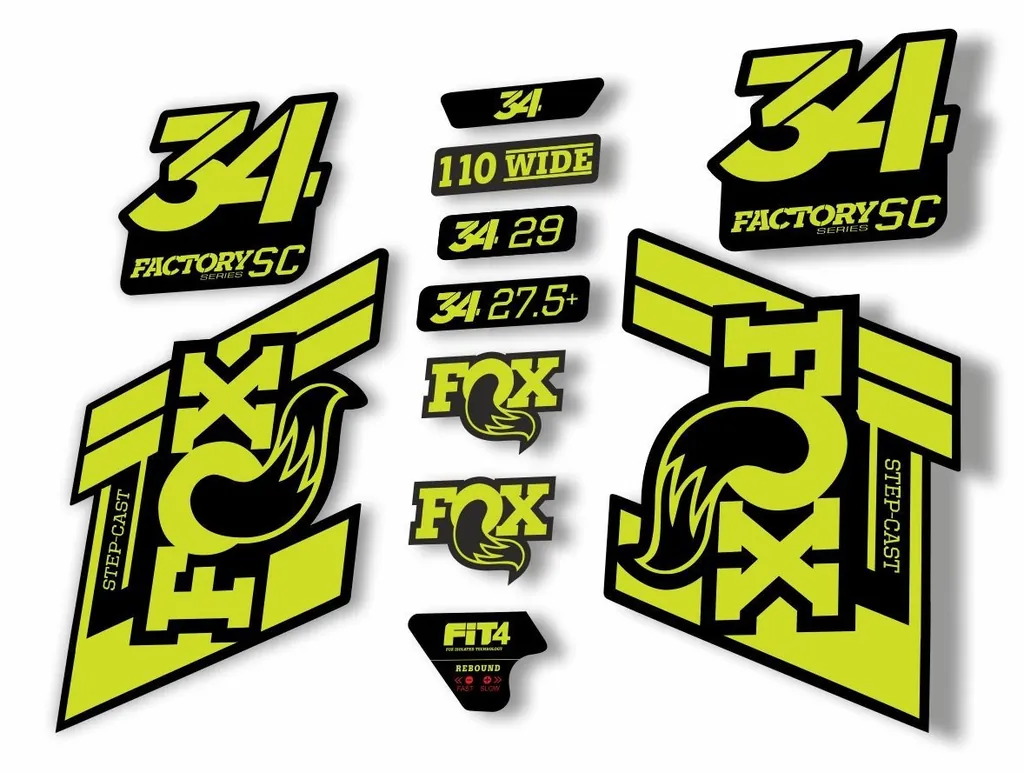 FOX 34 Step Cast SC 2019 Fork Suspension Factory Decal Stickers Adhesive L.Green - 1