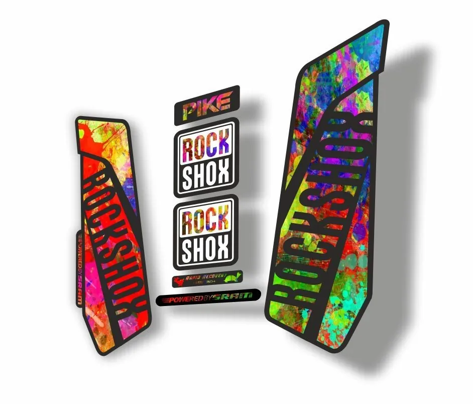 Rock Shox Pike 2016 Mountain Bike Cycling Decal Kit Sticker Adhesive Oil Slick - 1