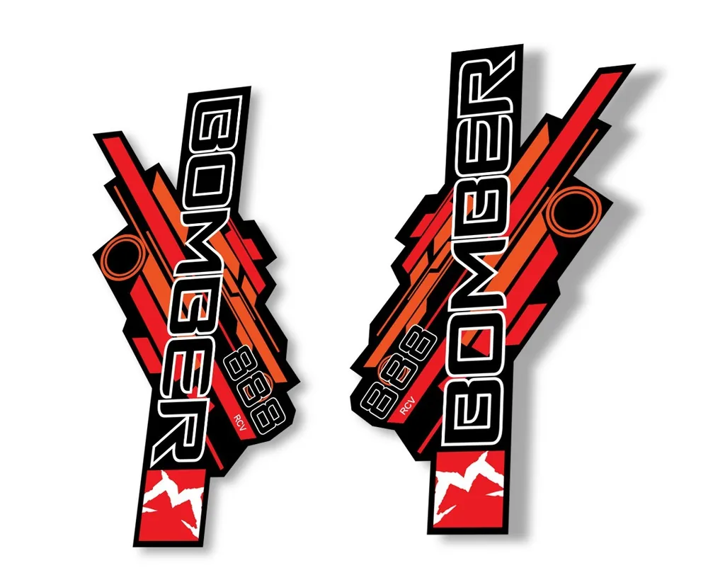 Marzocchi Bomber 888 RCV 2014 Fork Suspension Sticker Decal Kit Orange-Red - 1