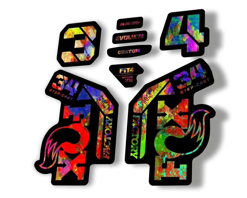 FOX 34 Step Cast SC 2023 Factory Fork Decals Suspension Sticker Oil Slick - 1