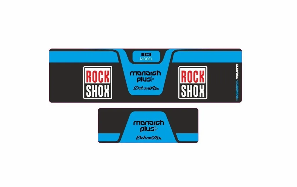 Rock Shox MONARCH Plus RC3 Debon Air Rear Shock Decal Sticker Adhesive Blue - 1