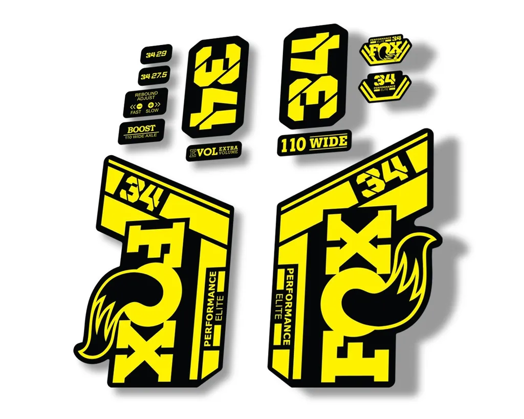 FOX 34 Performance Elite 2021 Factory Fork Decals Suspension Sticker Yellow - 1