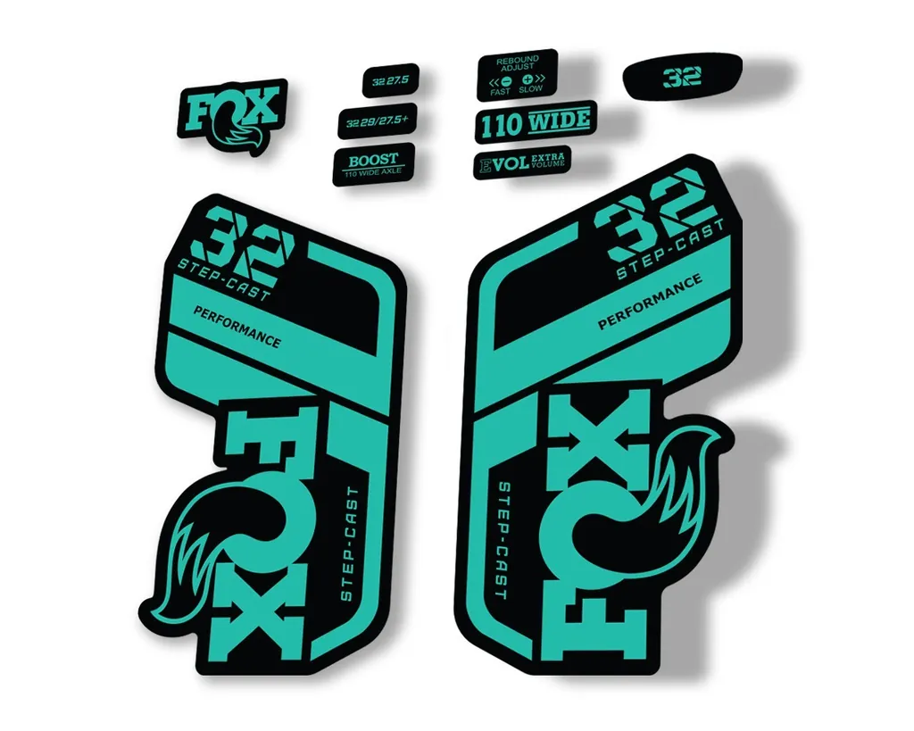FOX 32 Step Cast Perf. 2021 Factory Fork Decals Suspension Sticker Dolphin - 1