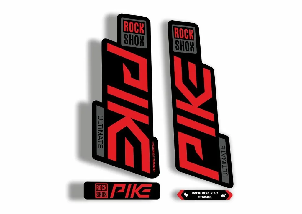 Rock Shox PIKE 2020 ULTIMATE Mountain Bike Cycling Fork Decal Sticker Red Gray - 1