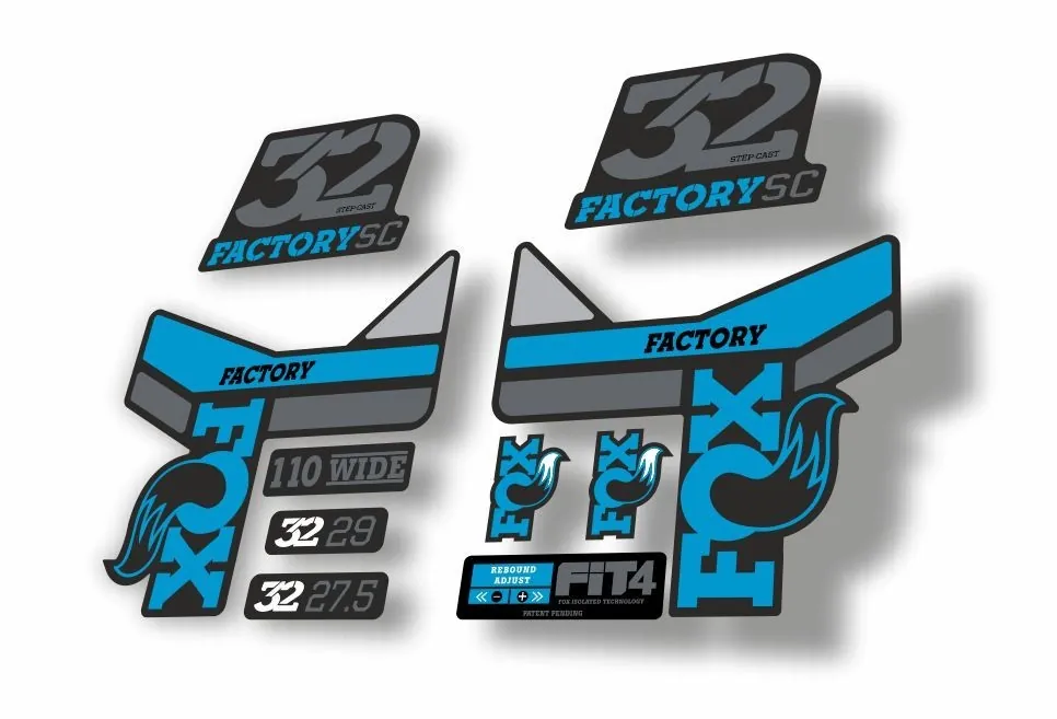 FOX 32 Step Cast SC Fork Suspension Factory Decal Sticker Blue Gray - 1