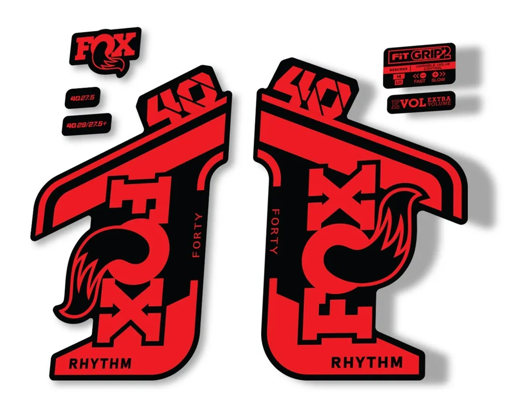 FOX 40 Rhythm 2021 Fork Decals Suspension Sticker Adhesive Red - 1