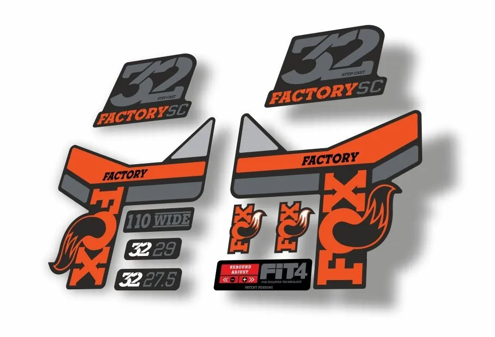 FOX 32 Step Cast SC Fork Suspension Factory Decal Sticker Orange Gray - 1