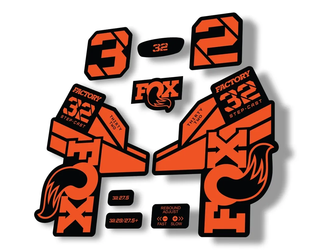 FOX 32 Step Cast 2021 Factory Fork Decals Suspension Sticker Orange - 1