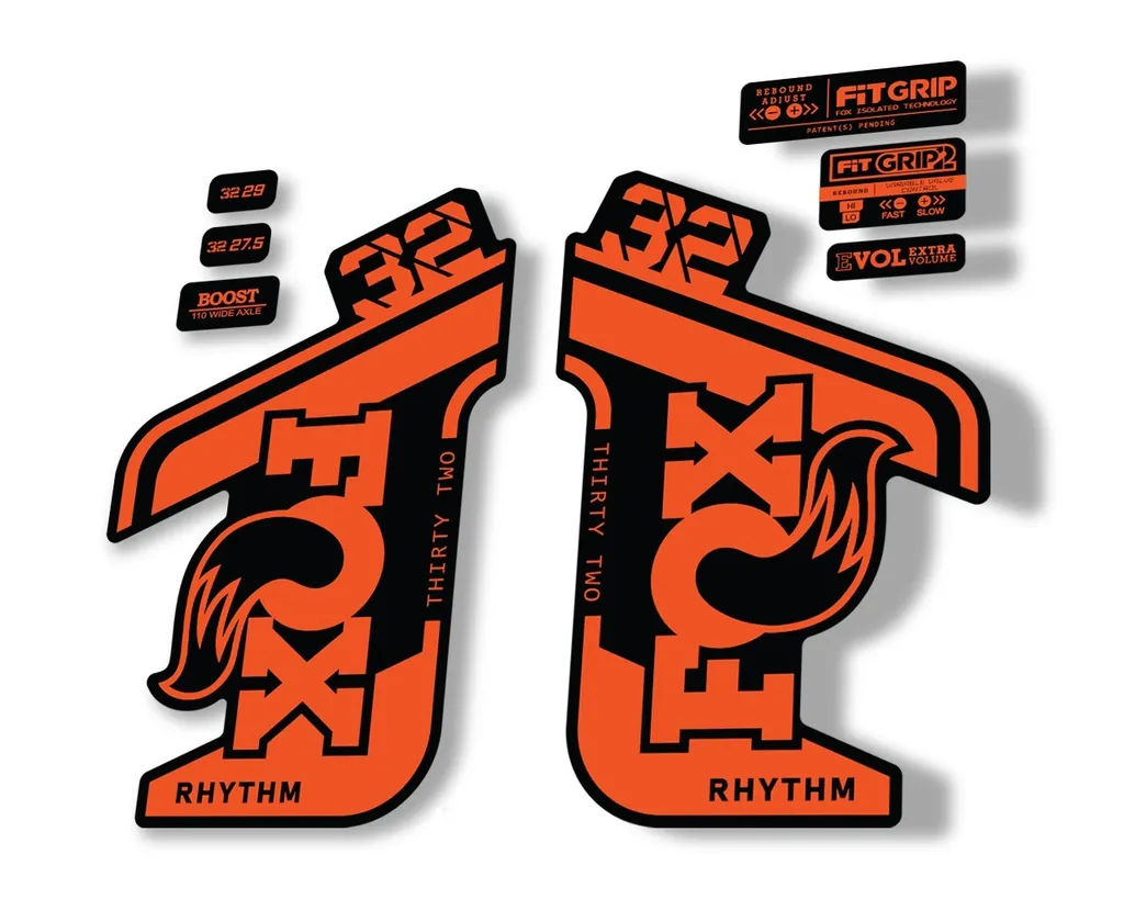 FOX 32 Rhythm 2021 Factory Fork Decals Suspension Sticker Orange - 1