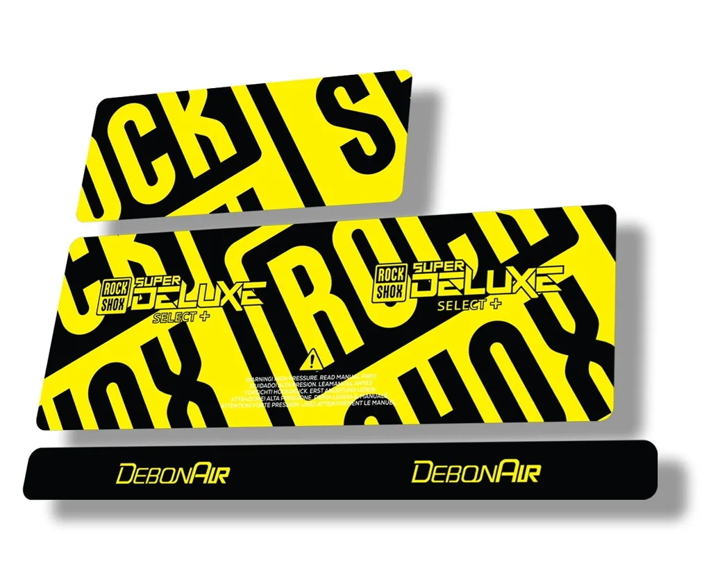 Rock Shox Super Deluxe Select Plus 2020 Rear Shock Decal Sticker Set Yellow - 1