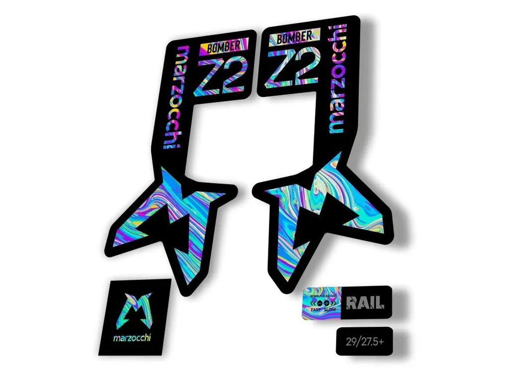Marzocchi Bomber Z2 2025 Fork Suspension Sticker Decal Kit Adhesive Oil Slick 1 - 1