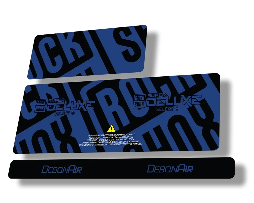Rock Shox Super Deluxe Select Plus 2020 Rear Shock Decal Sticker Set Dark Blue - 1