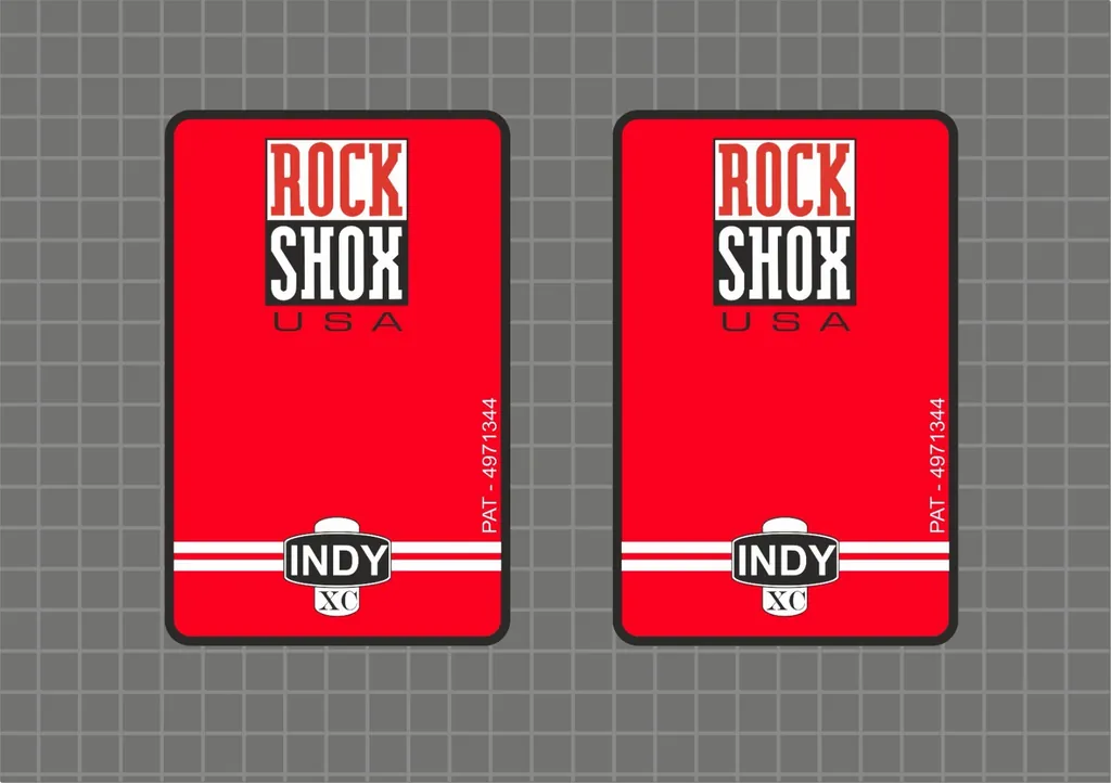 Rock Shox INDY XC 1997 Forks Decals Stickers Graphic Set Vinyl Logo Adhesive Red - 1