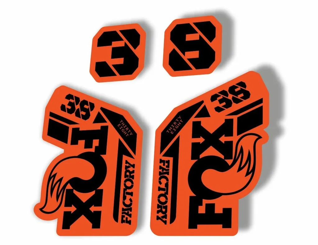 FOX 38 2021 Factory Forks Suspension Decals Sticker Set Adhesive Orange Black - 1