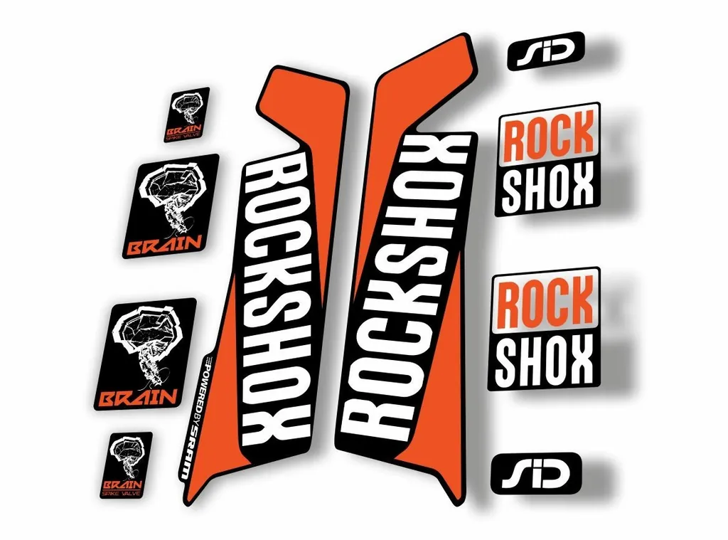 Rock Shox SID Brain 2016-17 Mountain Bike Cycling Decal Sticker Adhesive Orange - 1