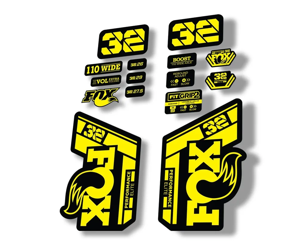FOX 32 Performance Elite 2021 Factory Fork Decals Suspension Sticker Yellow - 1