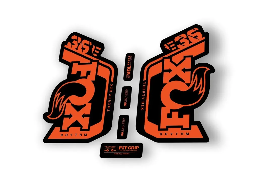Fox 36 Rhythm E Bike 2024Fork Suspension Factory Decal Sticker Adhesive Orange - 1