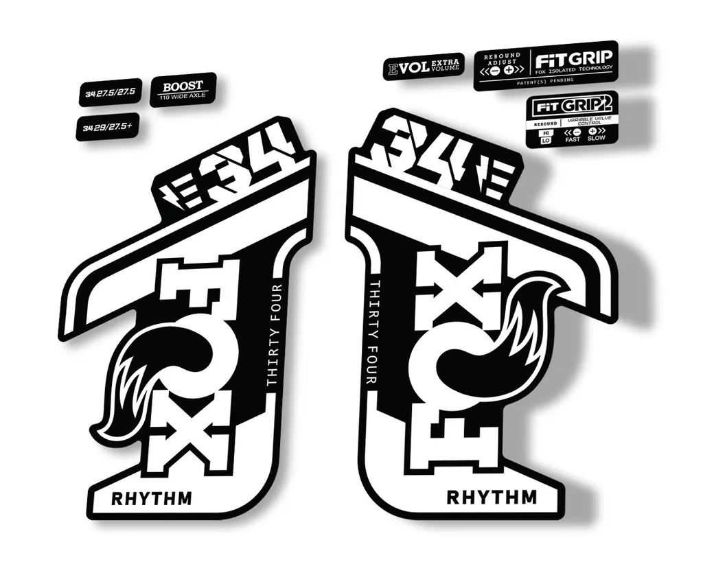 FOX 34 Rhythm E Bike 2021 Fork Decals Suspension Sticker Adhesive White - 1