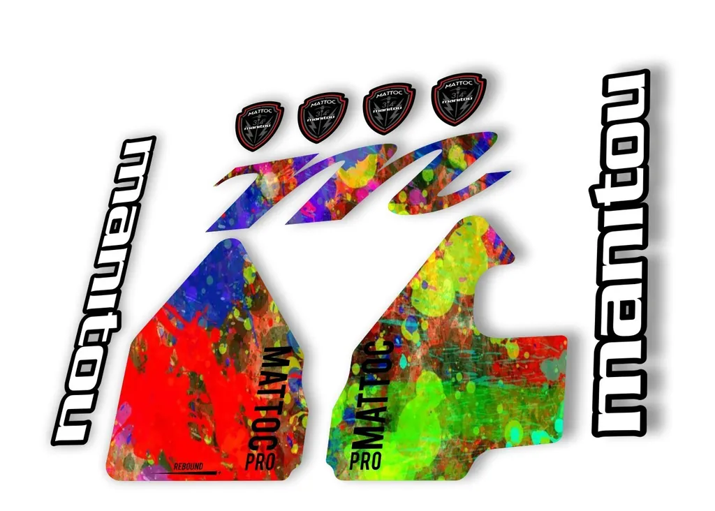 Manitou Mattoc Pro 2017 Fork Suspension Decal Kit Sticker Set Oil Slick - 1