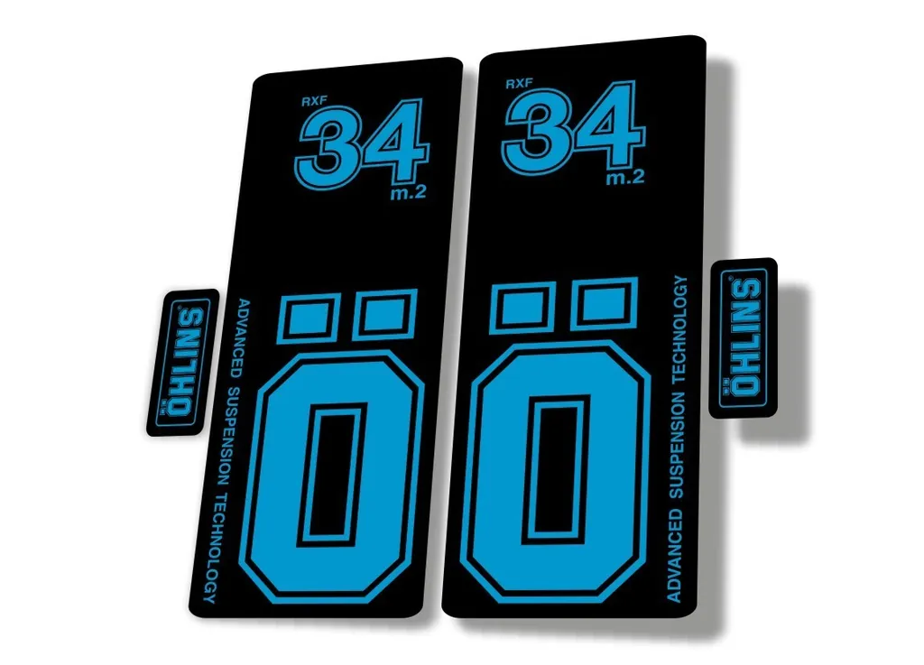 OHLINS RXF 34 M.2 2022 Fork Decal Mountain Bike Cycling Sticker Adhesive Blue - 1