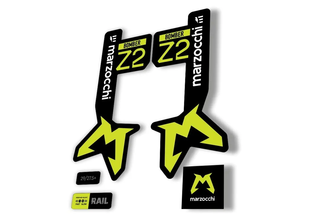 Marzocchi Bomber Z2 Eoptimized 2025 Fork Suspension Sticker Decal Kit Lime Green - 1