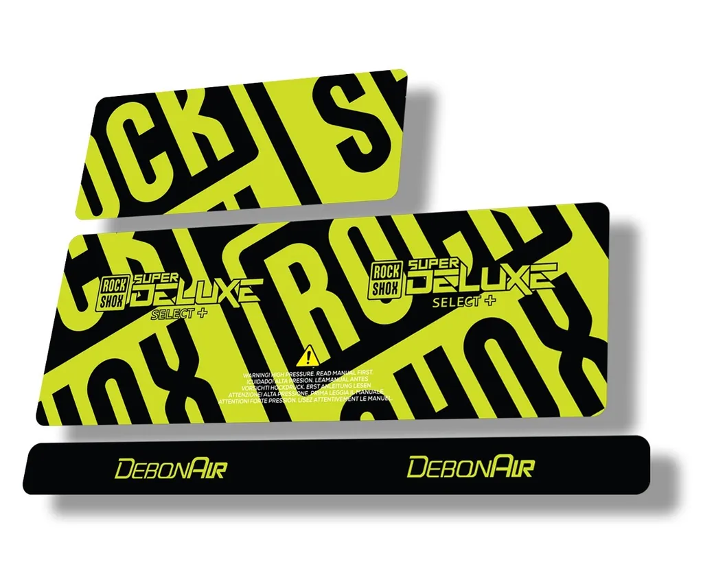 Rock Shox Super Deluxe Select Plus 2020 Rear Shock Decal Sticker Set Lime Green - 1