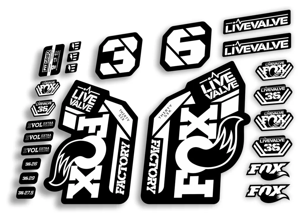 FOX 36 2022 Live Valve Forks Suspension Decal Sticker MTB Set White 24Pcs - 1