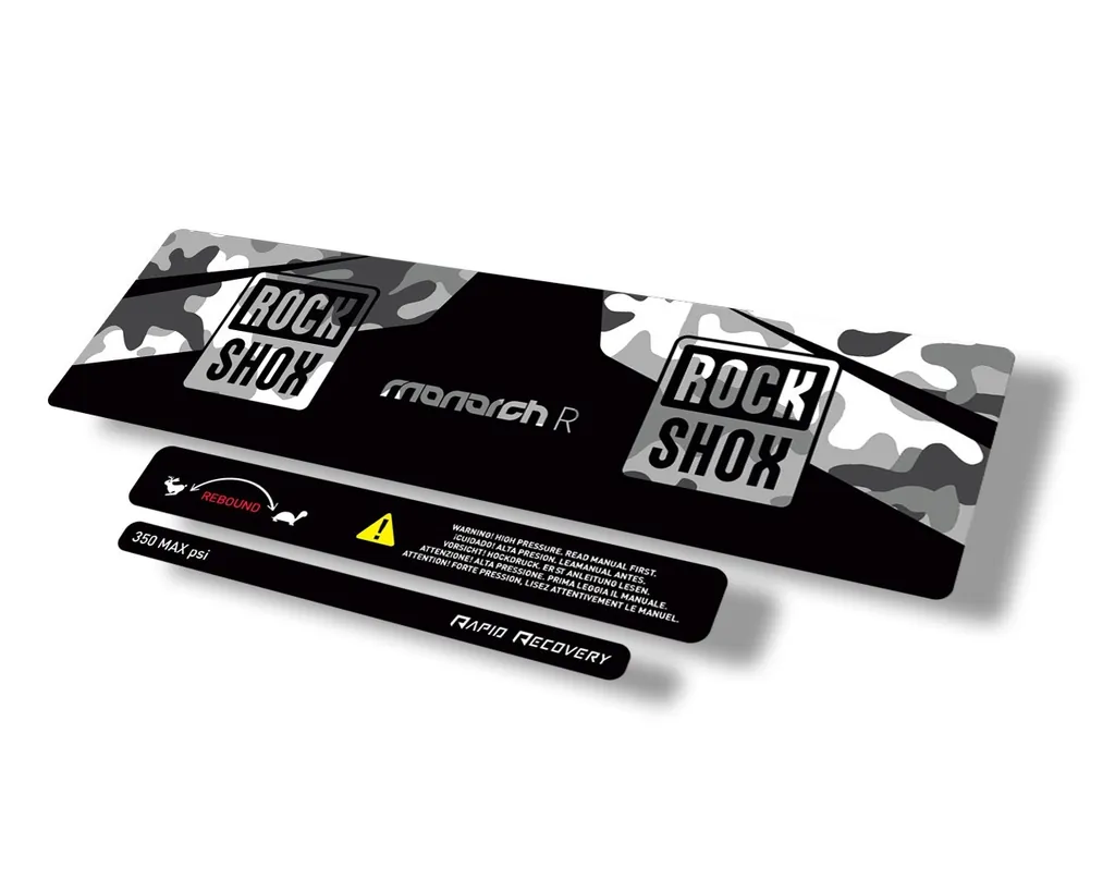Rock Shox 2016 Monarch R Rear Shock Decal Sticker Adhesive Set White Camo - 1