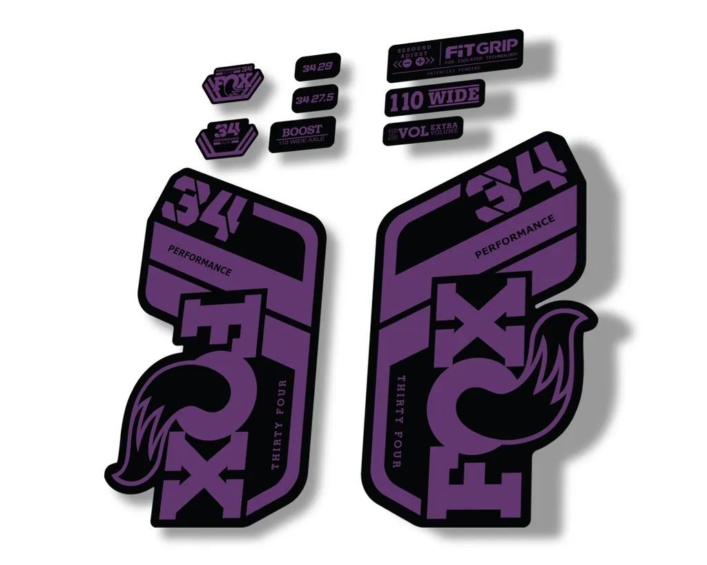 FOX 34 Performance 2021 Factory Fork Decals Suspension Sticker Purple - 1