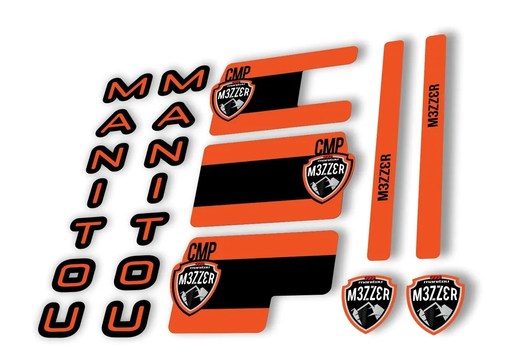 Manitou Mezzer Comp 2020 Fork Suspension Decal Kit Sticker Set Orange - 1