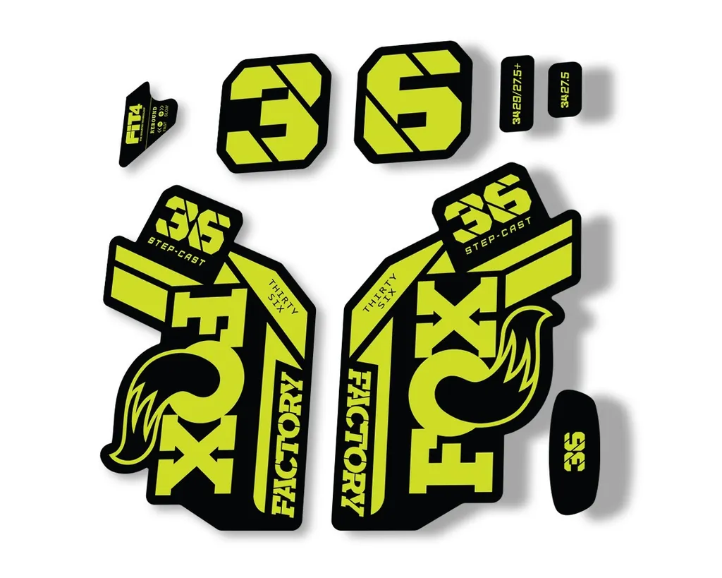 FOX 36 Step Cast SC 2021 Factory Fork Decals Suspension Sticker Lime Green - 1