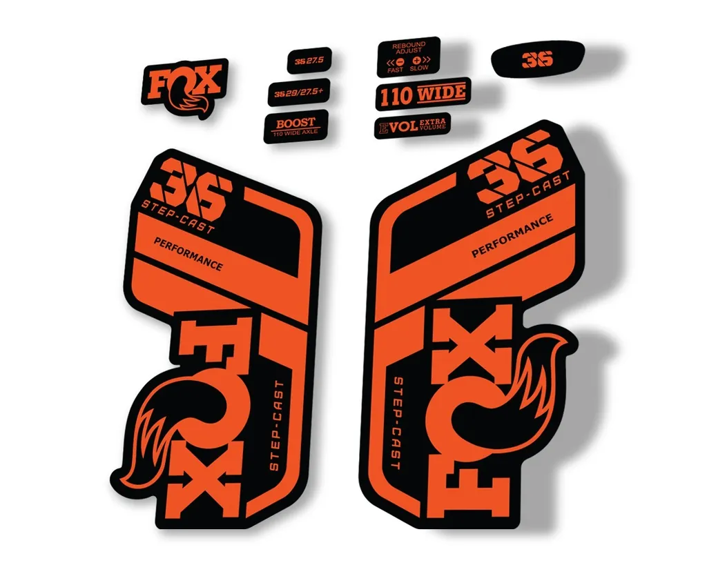 FOX 36 Step Cast SC 2021 Performance Fork Decals Suspension Sticker Orange - 1
