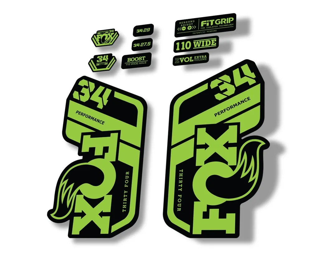 FOX 34 Performance 2021 Factory Fork Decals Suspension Sticker Green - 1
