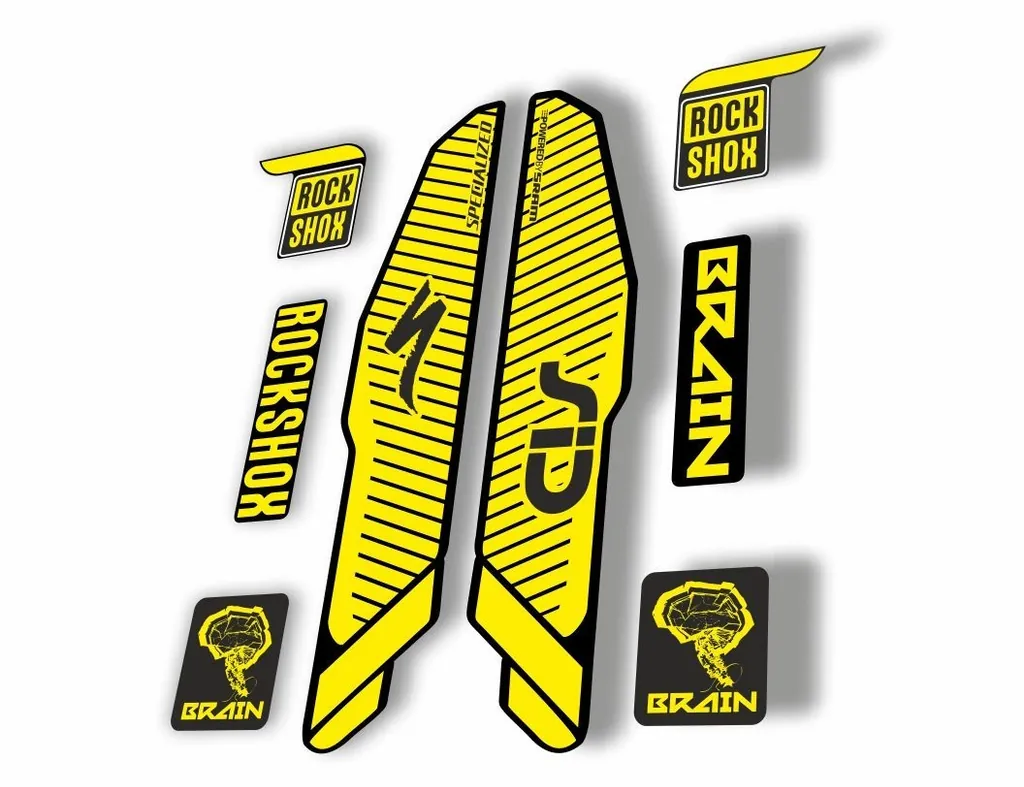 Rock Shox SID Brain 2015 Mountain Bike Cycling Decal Sticker Adhesive Yellow - 1