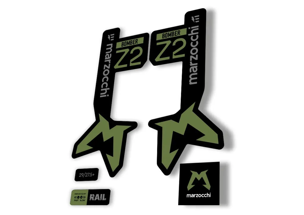 Marzocchi Bomber Z2 Eoptimized 2025 Fork Suspension Sticker Decal Kit Olive - 1
