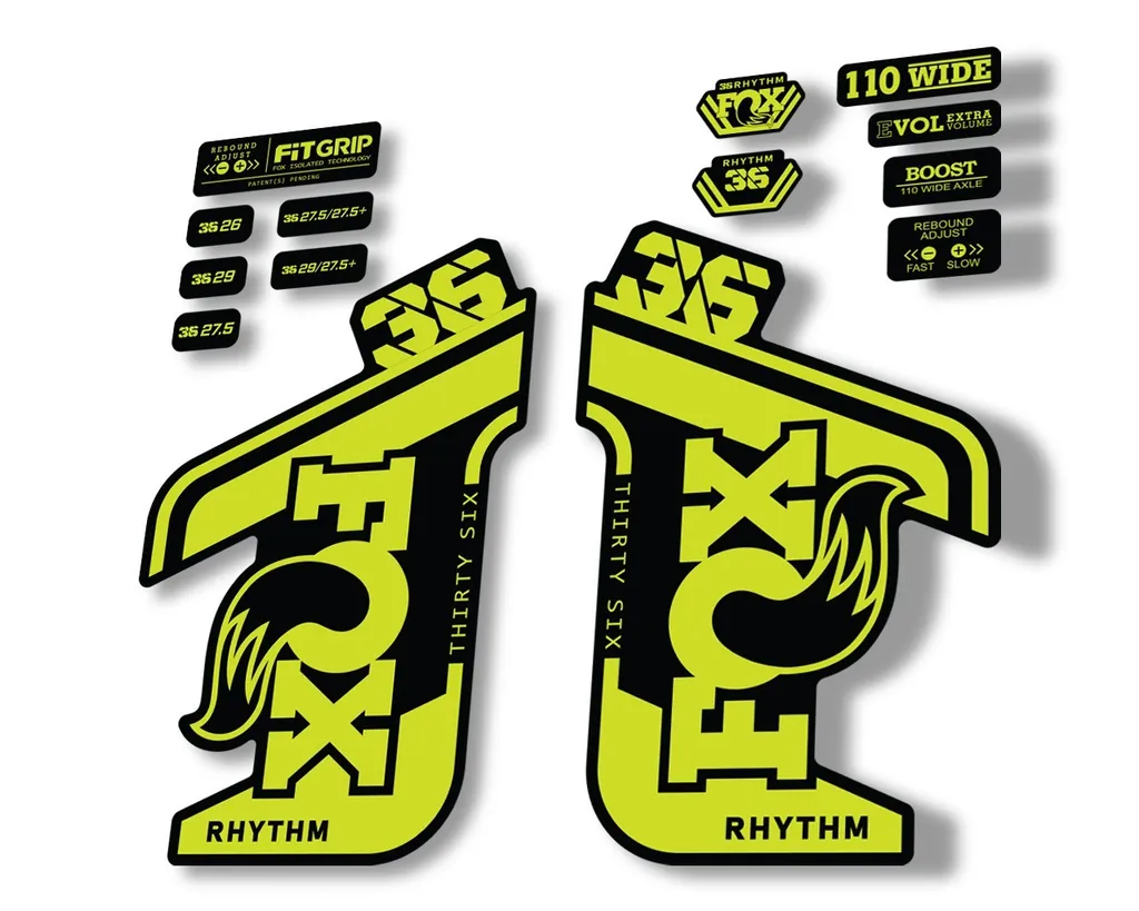 FOX 36 RHYTHM 2021 Forks Suspension Factory Decal Sticker Adhesive Lime Green - 1