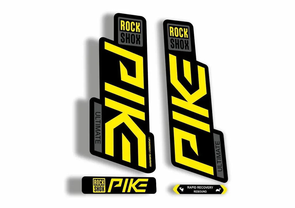Rock Shox PIKE 2020 ULTIMATE Mountain Bike Cycling Decal Sticker Yellow Gray - 1
