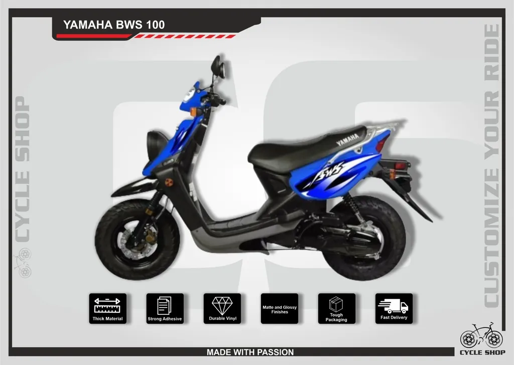 Fits Yamaha BWS 100 Full Graphic Kit Decal Sticker Wrap Set Blue - 1