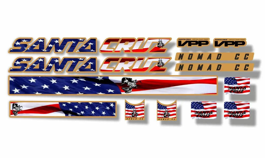Bicycle Vinyl Stickers – Compatible with Santa Cruz Nomad CC Bikes – USA Theme - 1