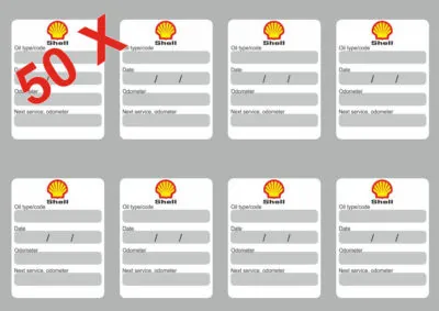 50x SHELL Oil Change Service Reminder Stickers Decals Adhesive Labels Die Cut - 1