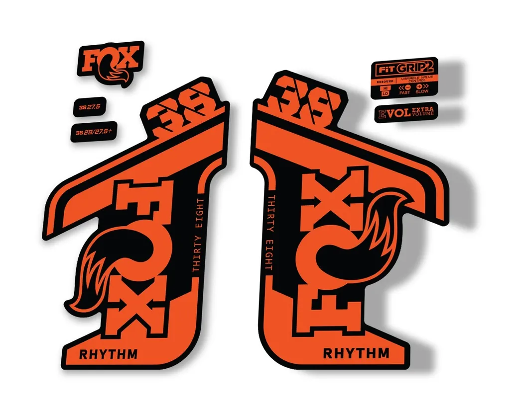 FOX 38 RHYTHM 2021 Fork Suspension Factory Sticker MTB Decal Adhesive Orange - 1