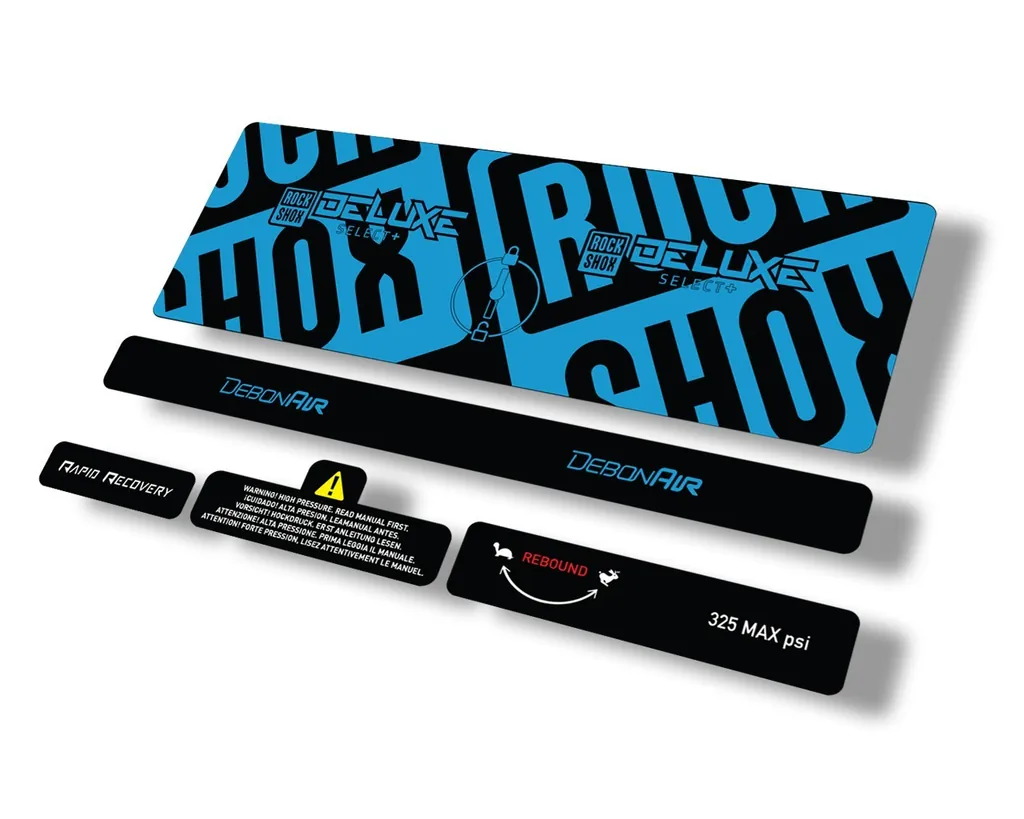 Rock Shox 2021 Deluxe Select Plus Rear Shock Decal Sticker Adhesive Set Blue - 1