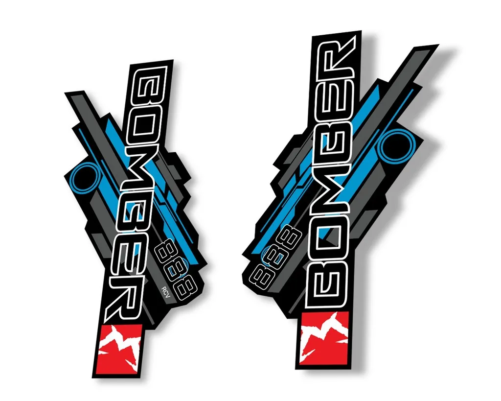 Marzocchi Bomber 888 RCV 2014 Fork Suspension Sticker Decal Kit Blue-Gray - 1