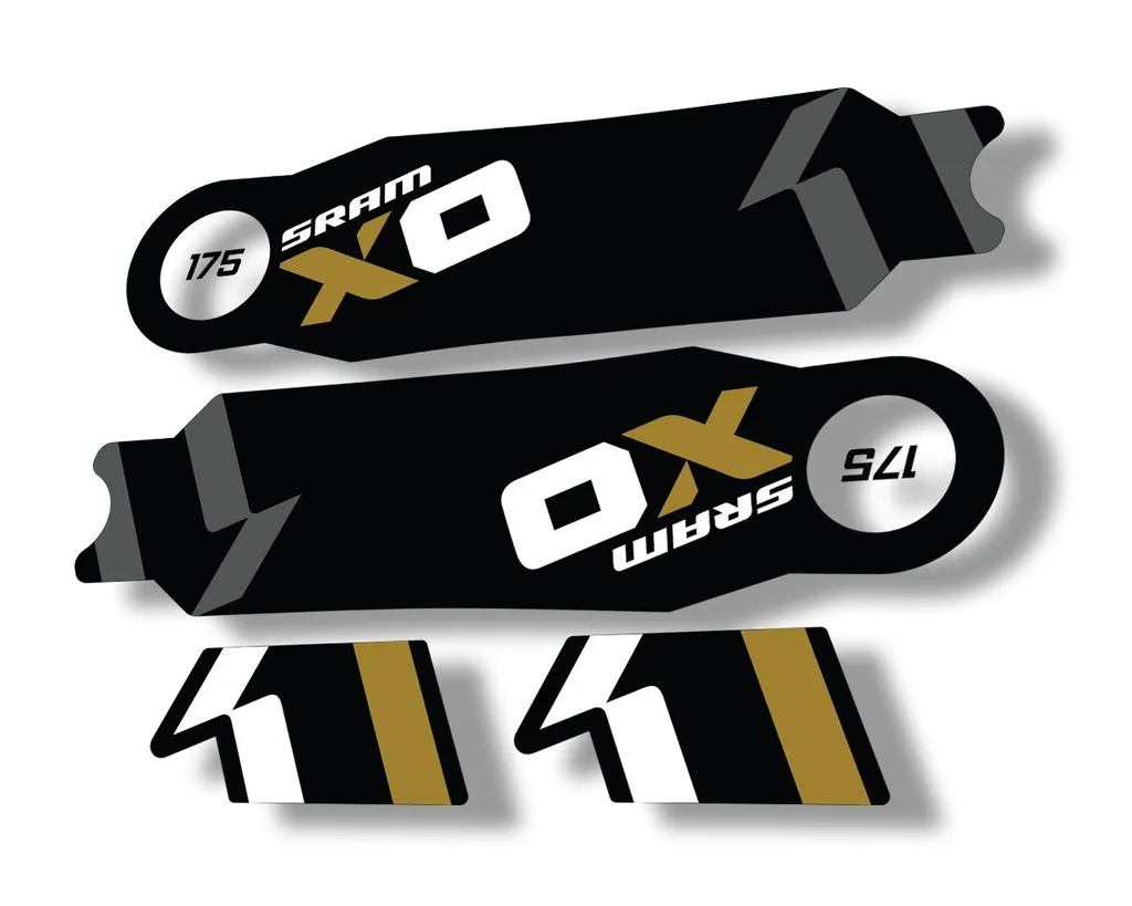 Crank Set Stickers Decals MTB Sram X01 2014 Bicycle Adhesive 2Pcs Gold - 1
