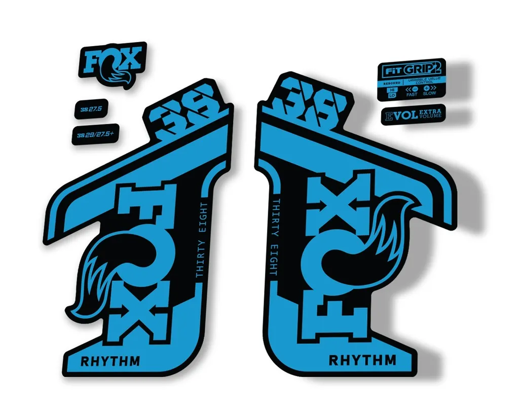 FOX 38 RHYTHM 2021 Fork Suspension Factory Sticker MTB Decal Adhesive Blue - 1
